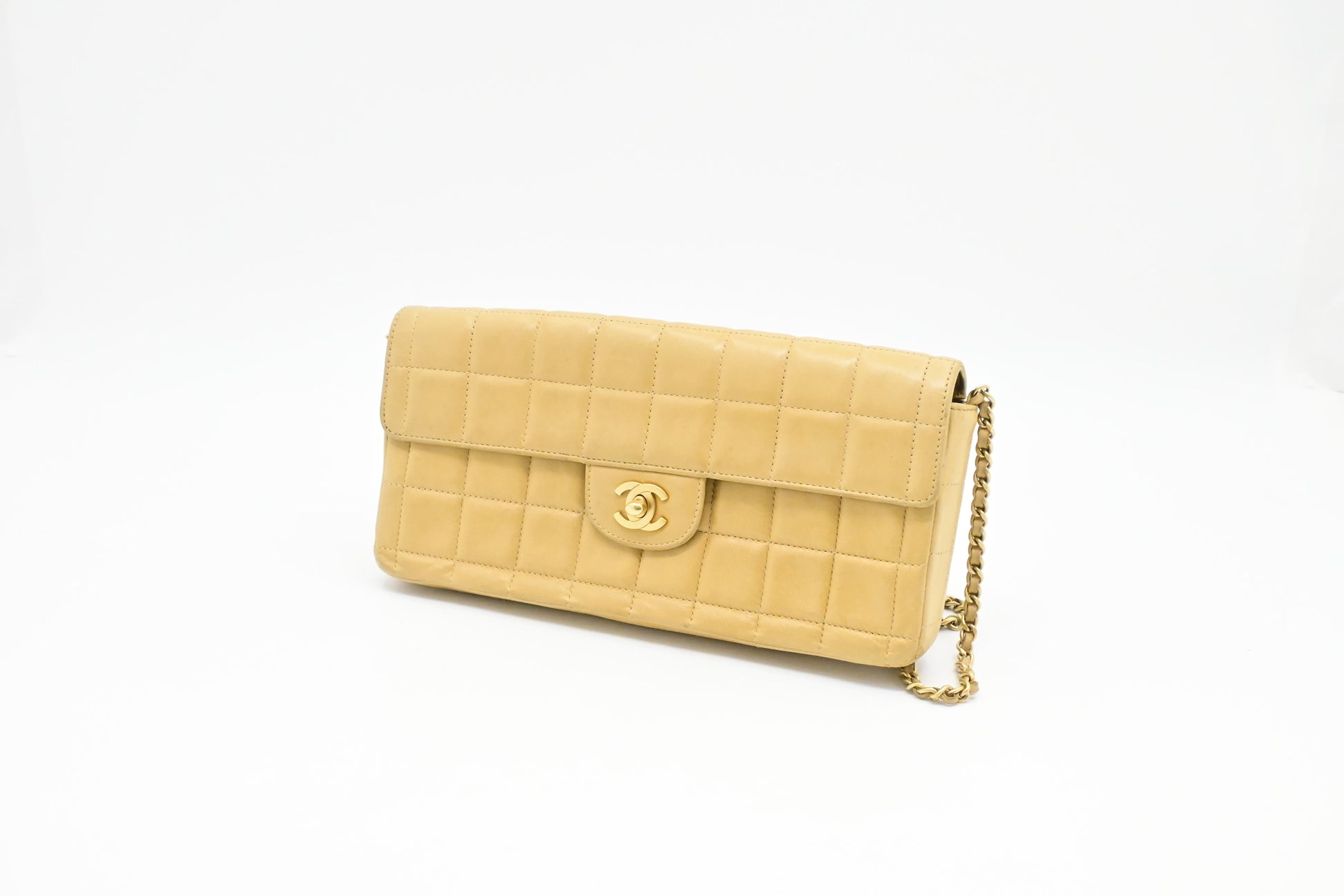 Chanel East West Beige Leather Shoulder Bag