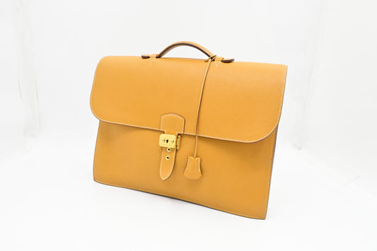 Hermes Sac A Depeches In Yellow Clemence Handbag Leather Travel Bag