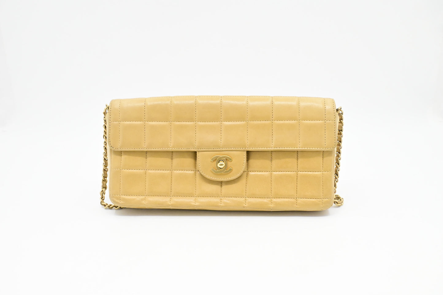 Chanel East West Beige Leather Shoulder Bag