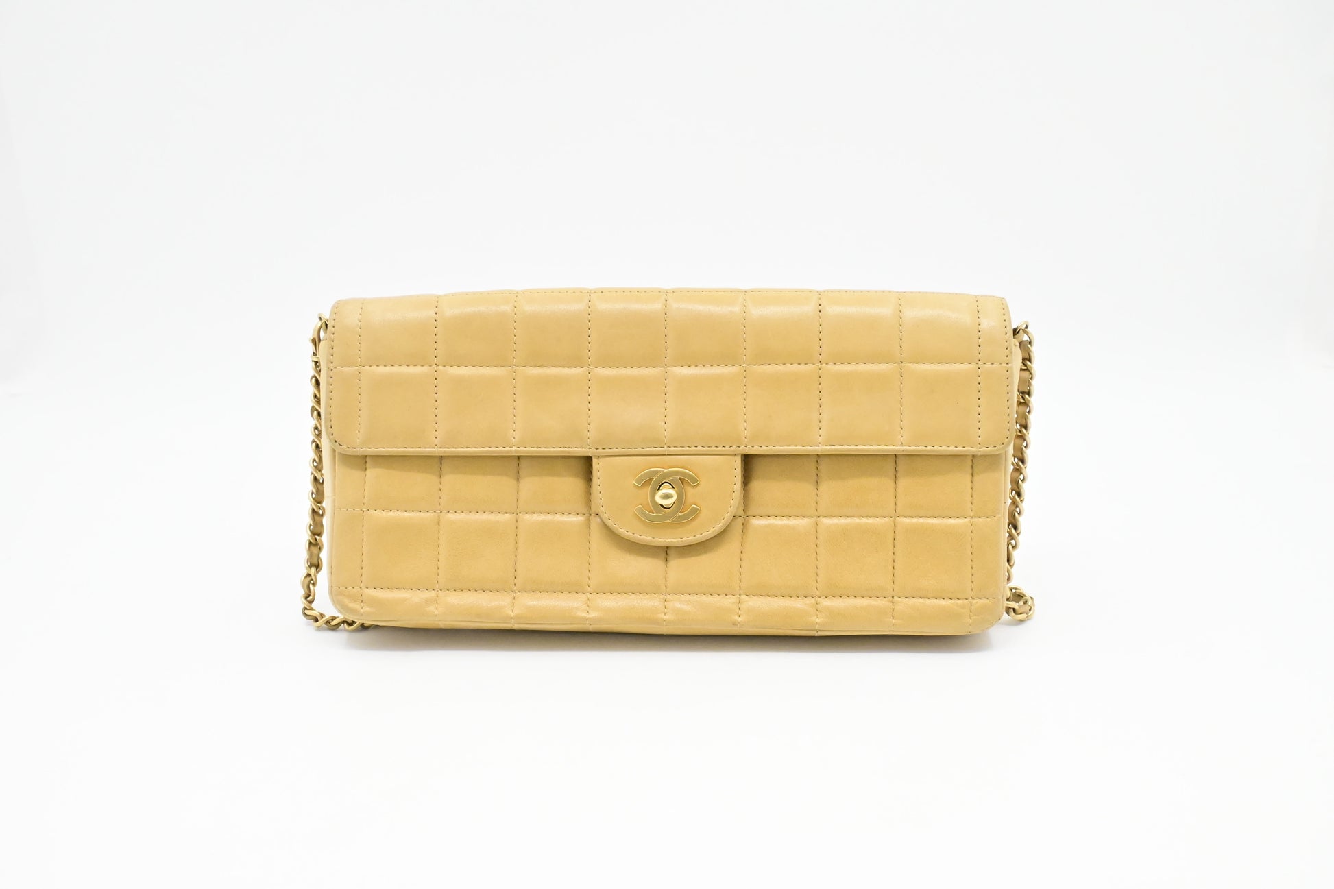 Chanel East West Beige Leather Shoulder Bag