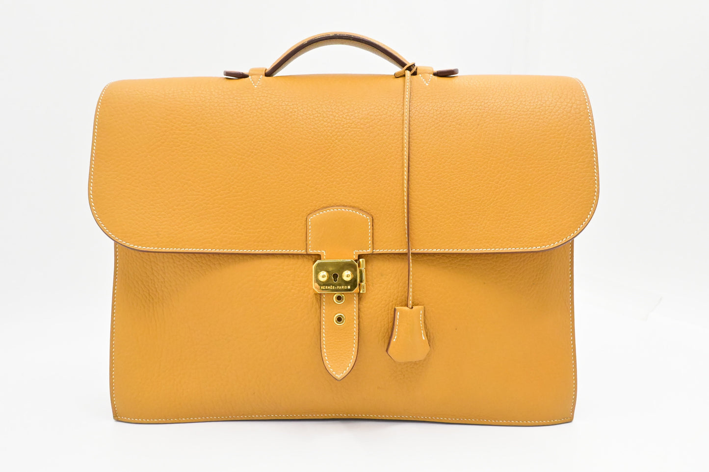 Hermes Sac A Depeches In Yellow Clemence Handbag Leather Travel Bag