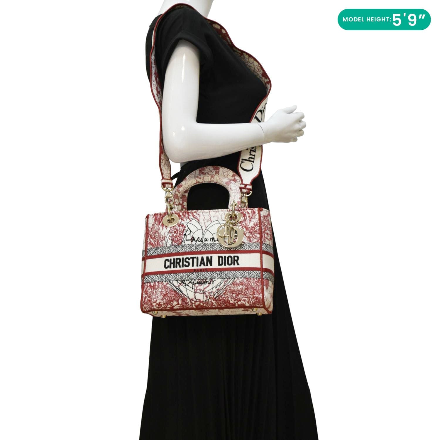 Dior Lady Lite mour Royaume Damour Motif Crossbody Bag Canvas Multicolor Medium