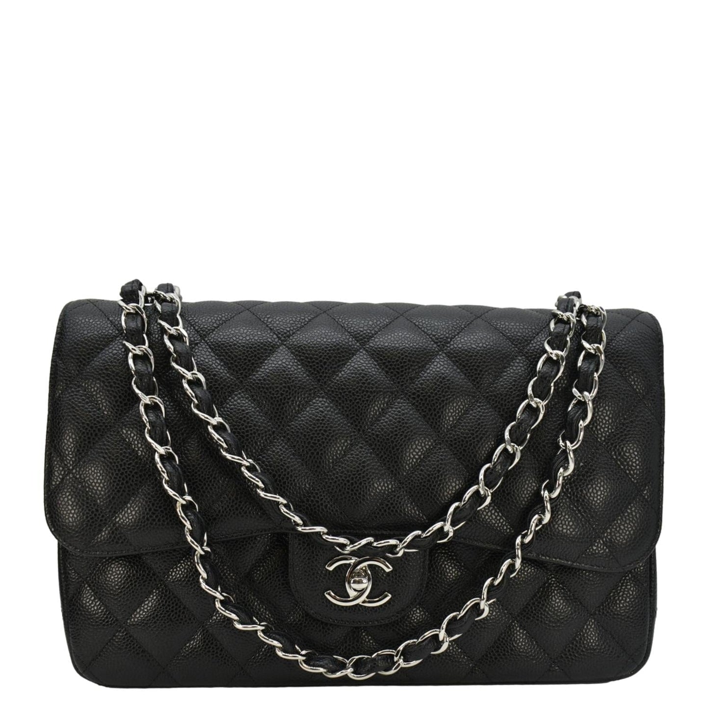Chanel Classic Jumbo Double Flap Quilted Leather Black Travel Bag 9