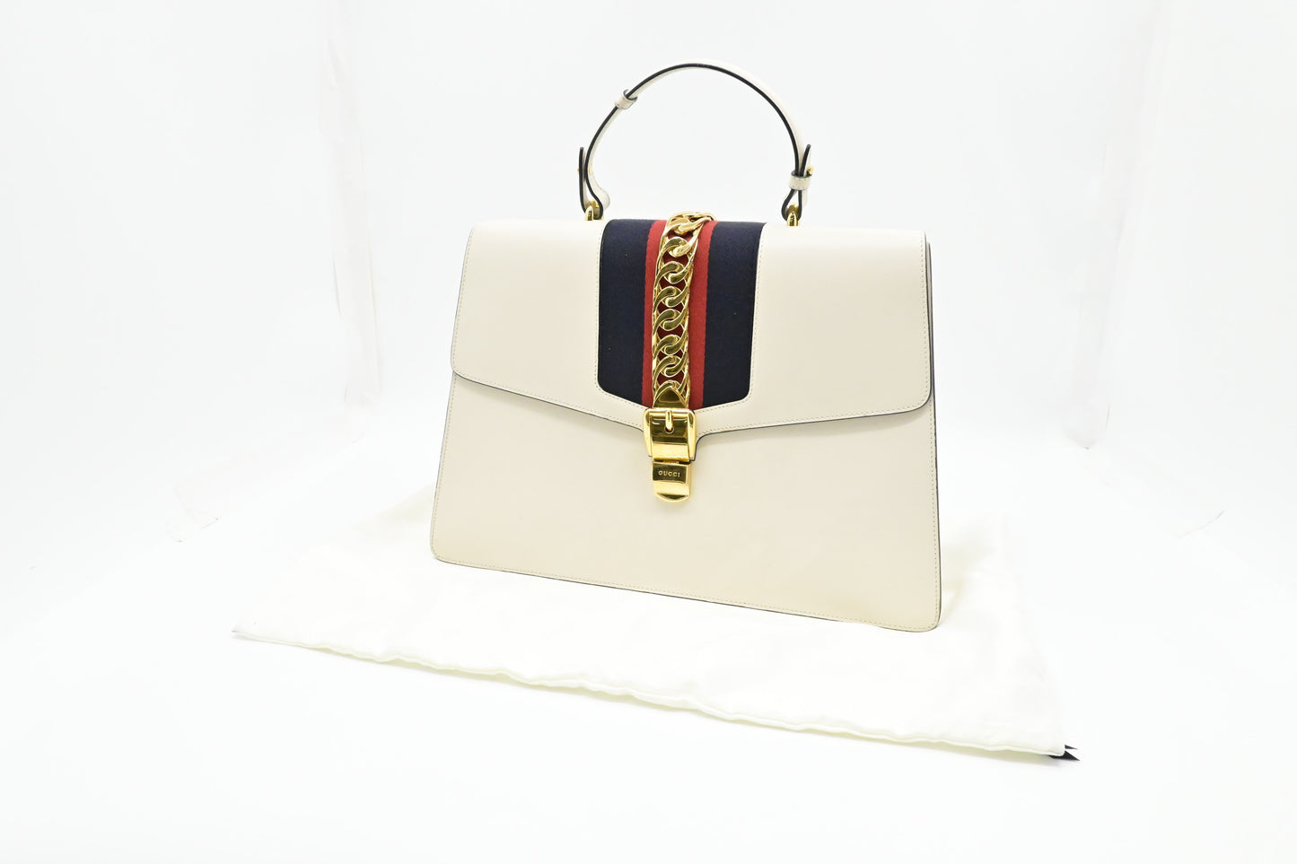 Gucci Sylvie Leather White Large Travel Bag