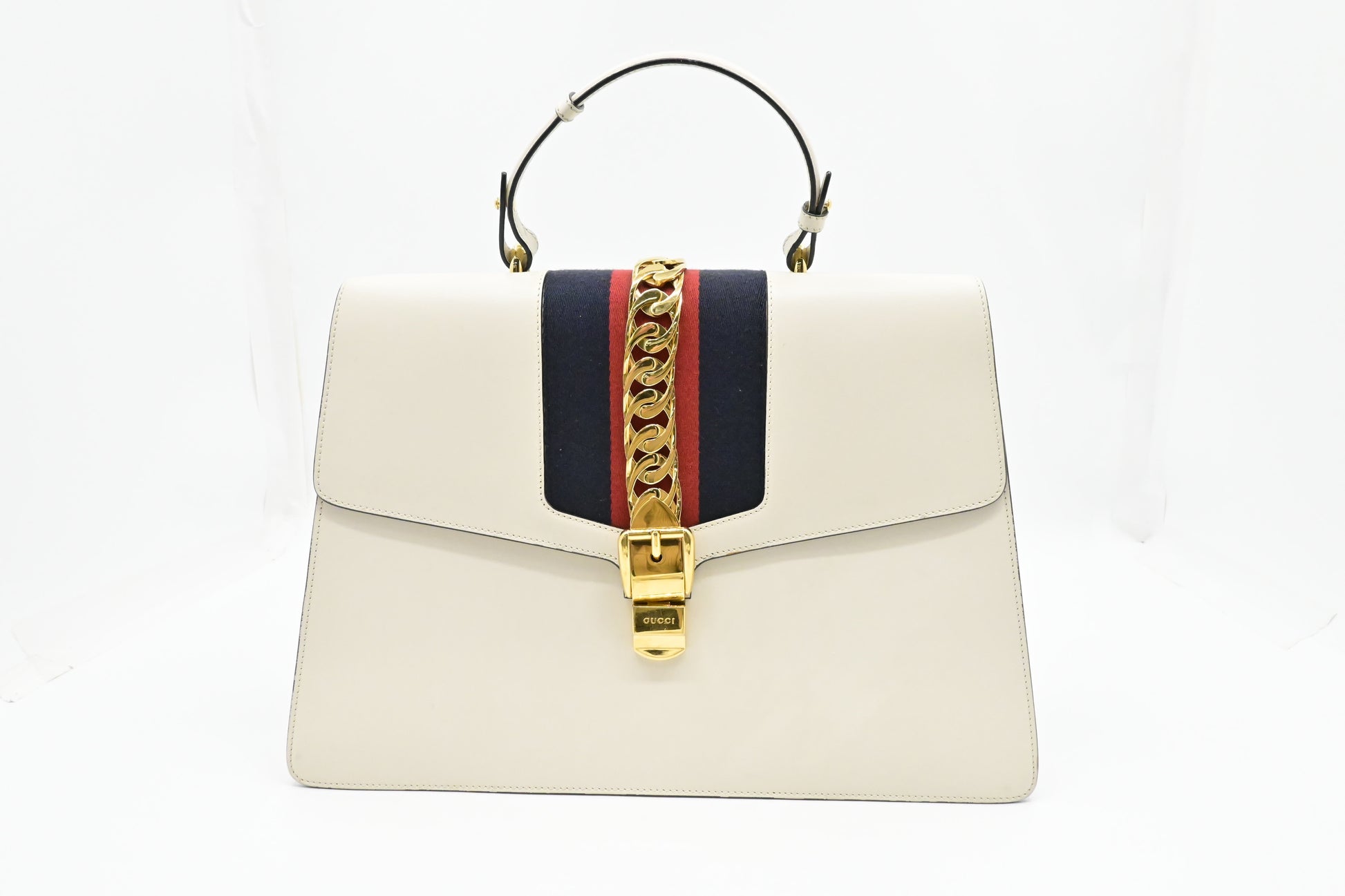 Gucci Sylvie Leather White Large Travel Bag