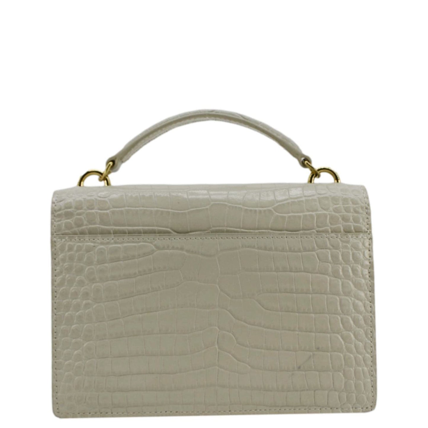 YSL Saint Laurent Yves Sunset Crocodile Crossbody Bag Ivory Leather Embossed