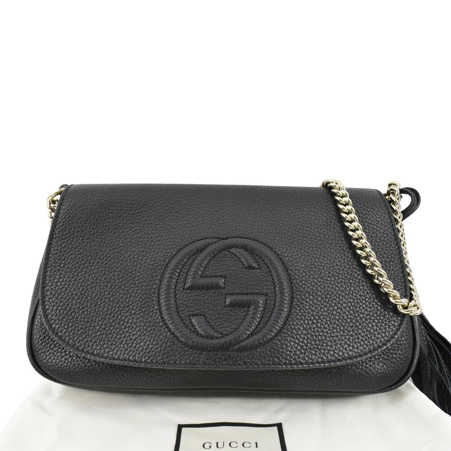 Gucci Soho Flap Shoulder Bag Leather Black