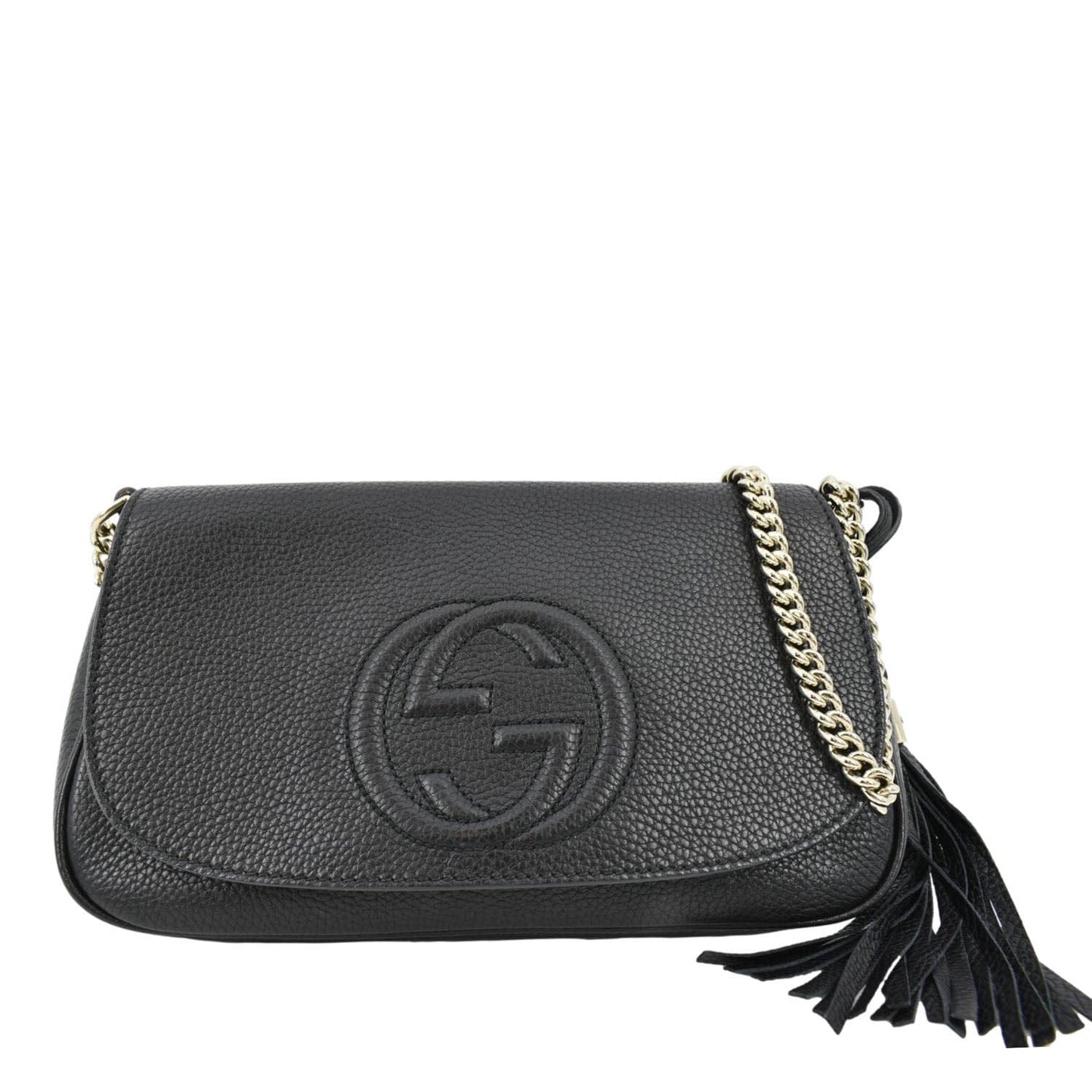 Gucci Soho Flap Shoulder Bag Leather Black