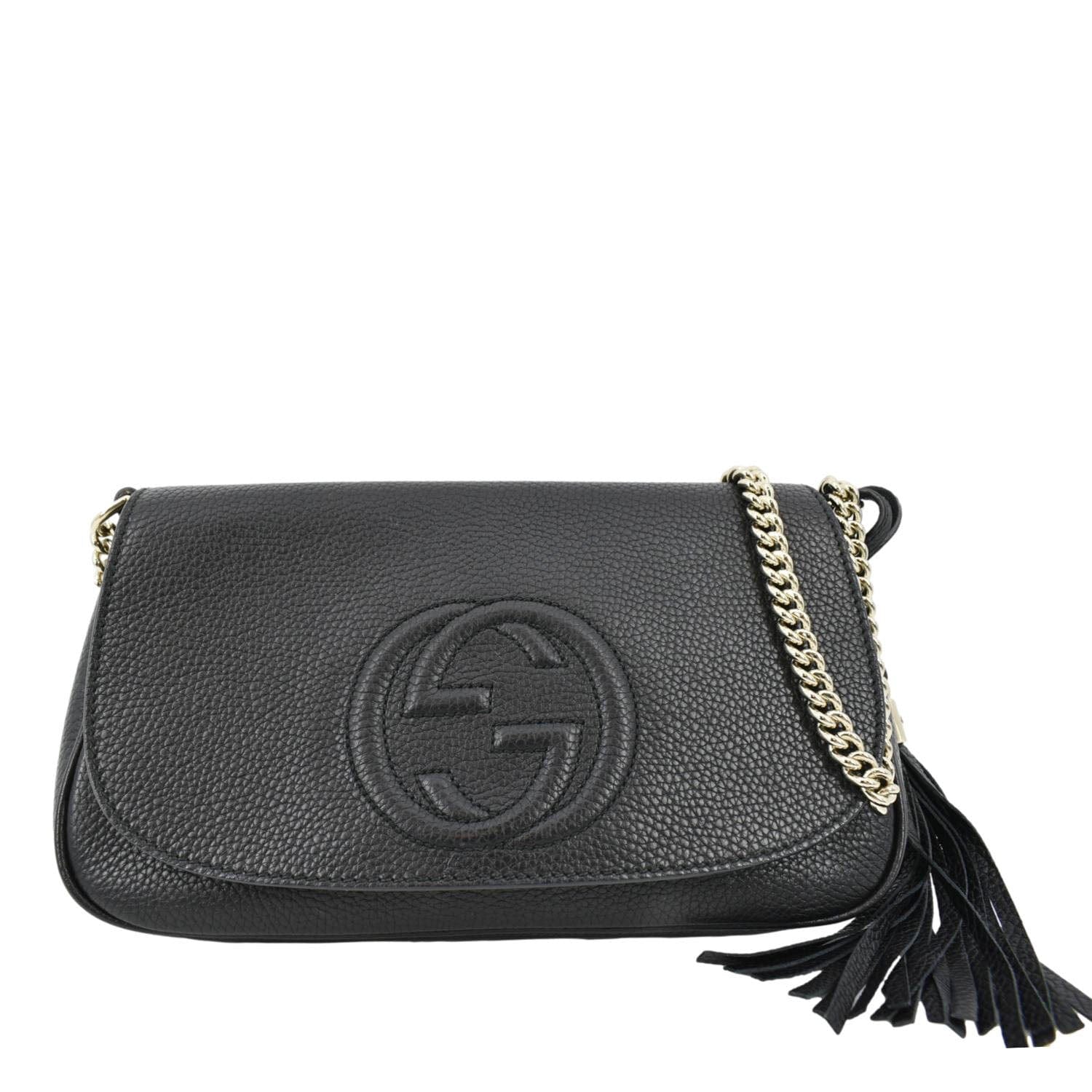 Gucci Soho Flap Shoulder Bag Leather Black