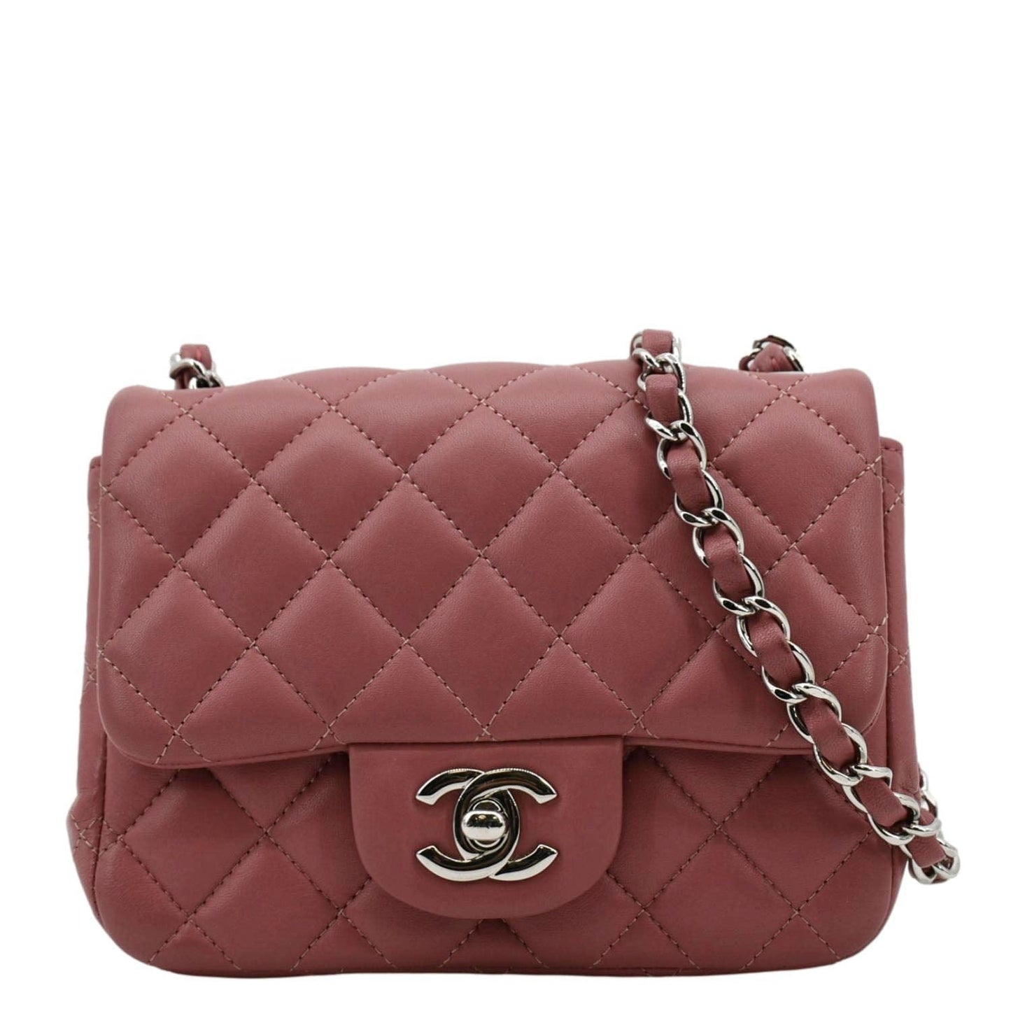 Chanel Square Flap Leather Pink Travel Bag