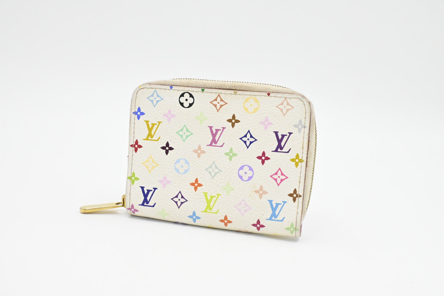 Louis Vuitton Compact Zippy Monogram Canvas White Multicolor Wallet Case