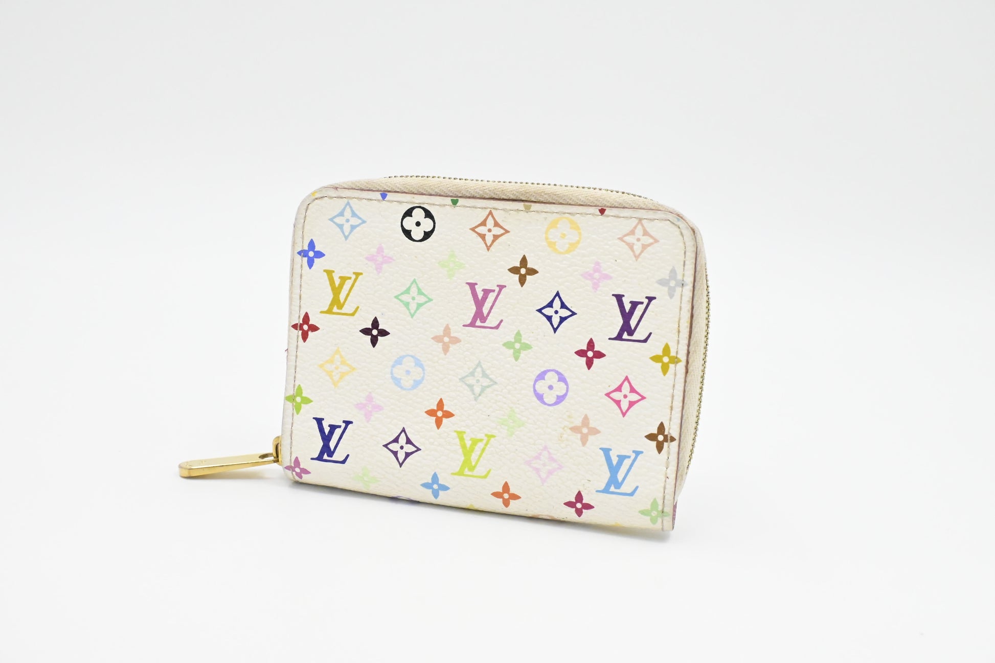 Louis Vuitton Compact Zippy Monogram Canvas White Multicolor Wallet Case
