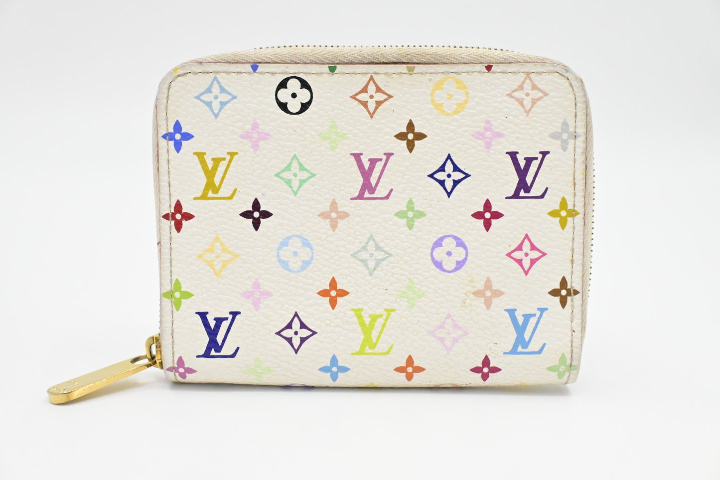 Louis Vuitton Compact Zippy Monogram Canvas White Multicolor Wallet Case