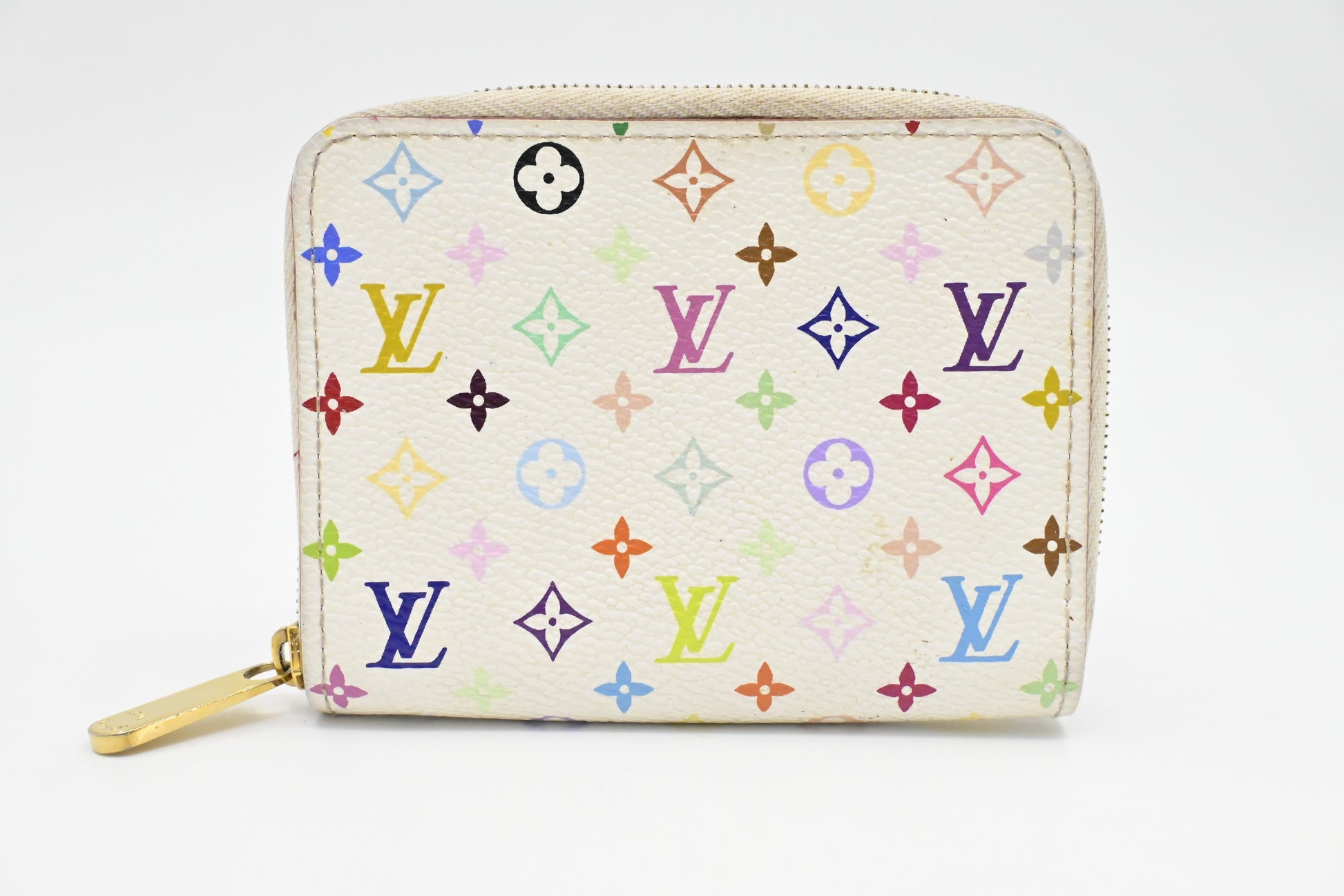 Louis Vuitton Compact Zippy Monogram Canvas White Multicolor Wallet Case