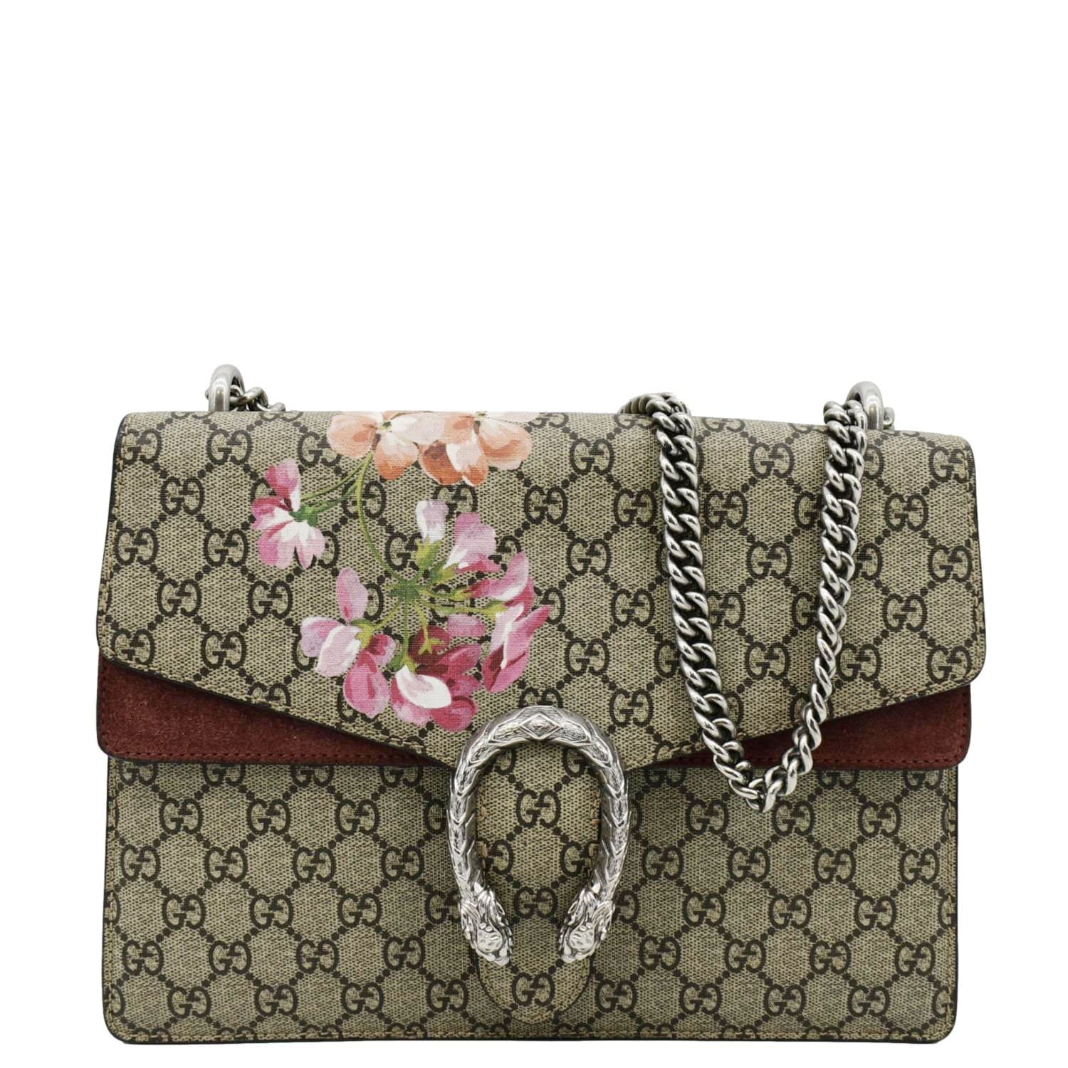 Gucci Dionysus Blooms Supreme Chain Shoulder Bag Canvas Beige