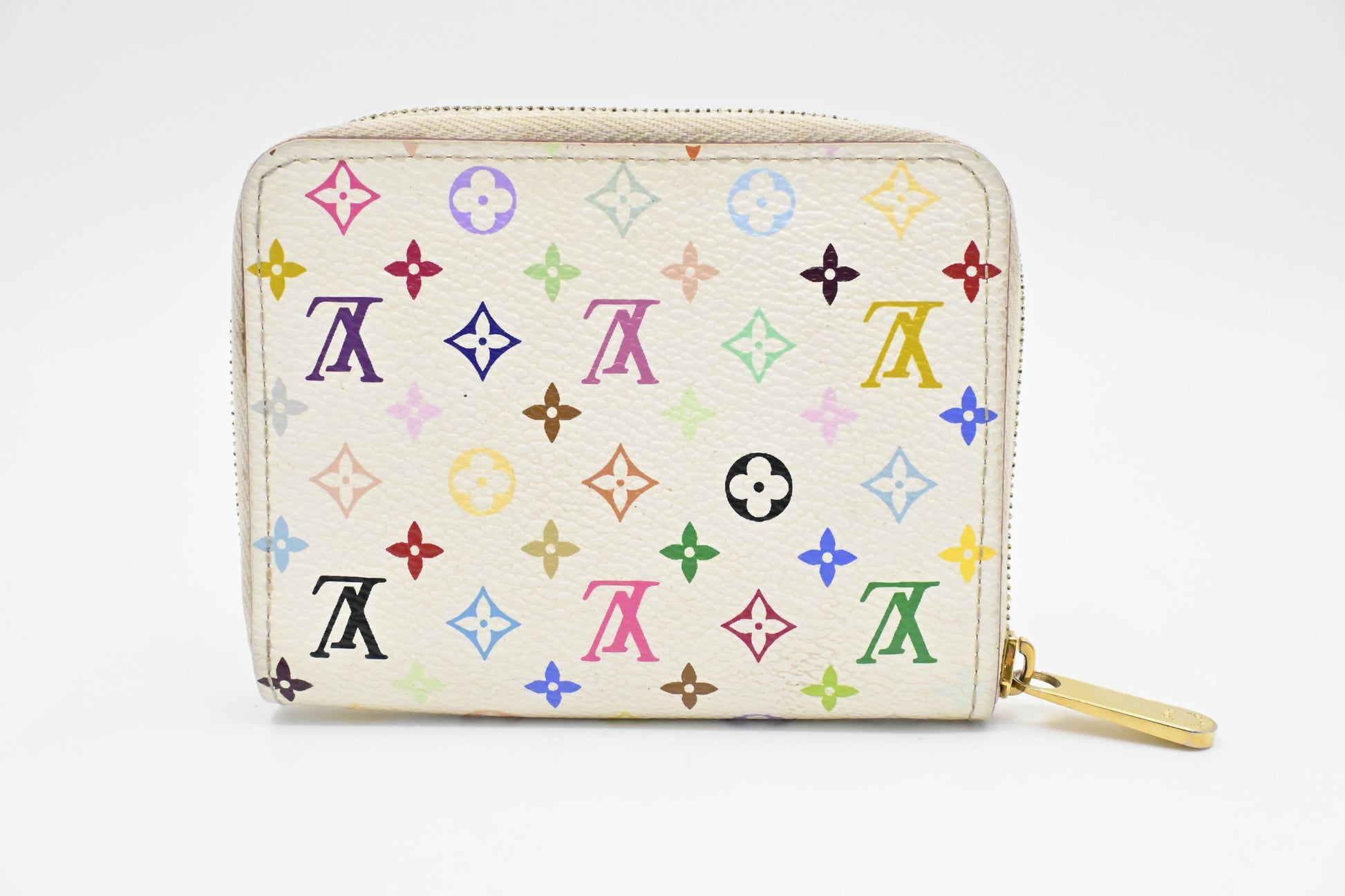 Louis Vuitton Compact Zippy Monogram Canvas White Multicolor Wallet Case