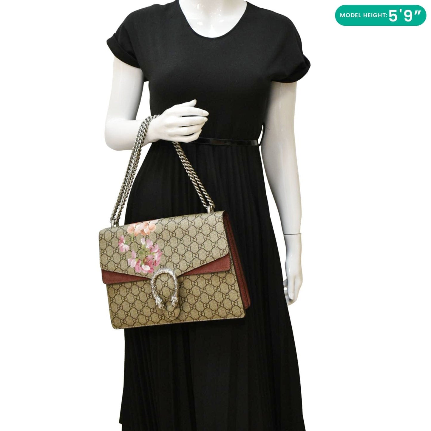 Gucci Dionysus Blooms Supreme Chain Shoulder Bag Canvas Beige