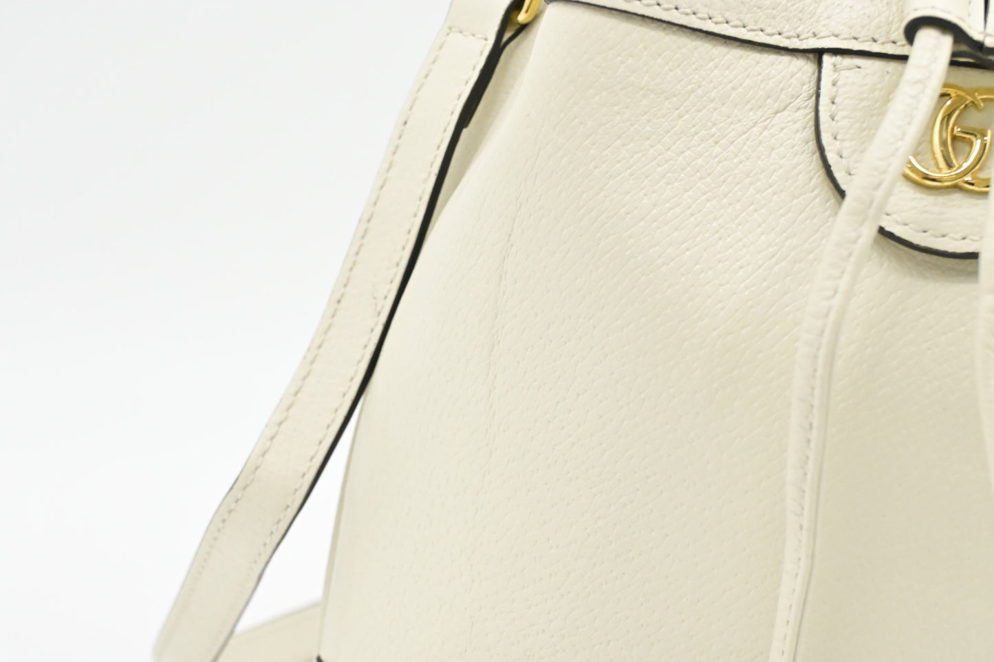 Gucci Ophidia Leather White Bucket Bag