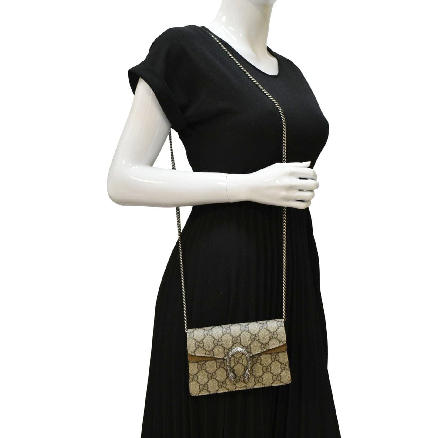 Gucci Dionysus Super Supreme Crossbody Bag Taupe Canvas Mini Mini 476432