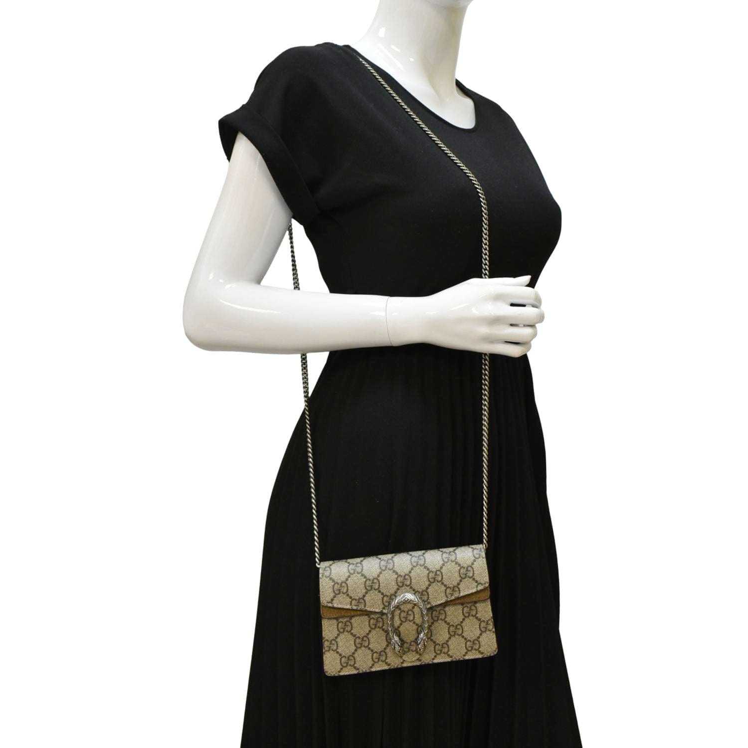 Gucci Dionysus Super Supreme Crossbody Bag Taupe Canvas Mini Mini 476432