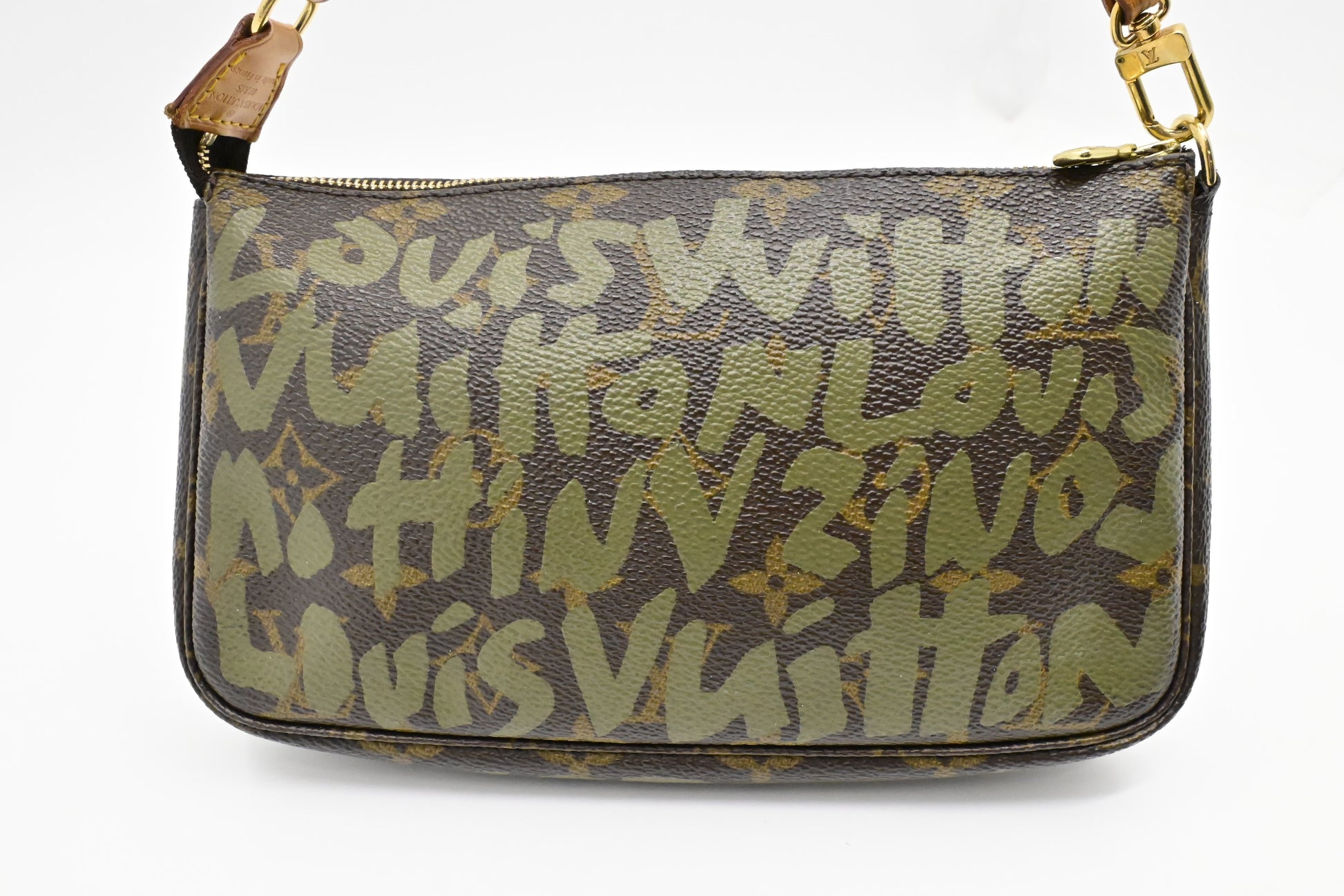 Louis Vuitton x Stephen Spro Pochette Accessoires Monogram Canvas Green Clutch Bag