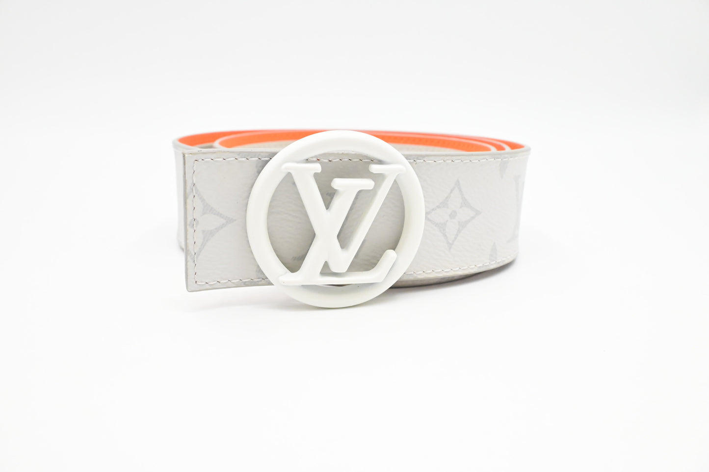Louis Vuitton Reversible Belt Antarctic Monogram White Orange Canvas