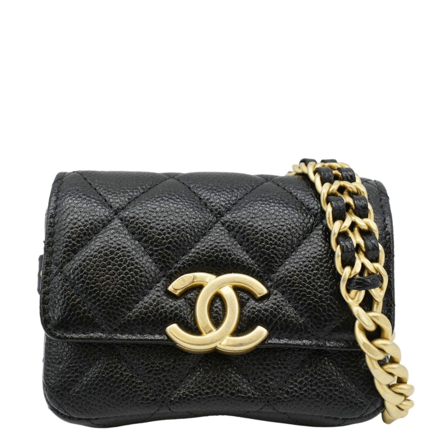 Chanel Sweetheart CC Quilted Caviar Belt Leather Black