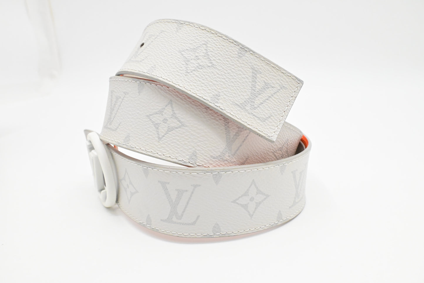 Louis Vuitton Reversible Belt Antarctic Monogram White Orange Canvas