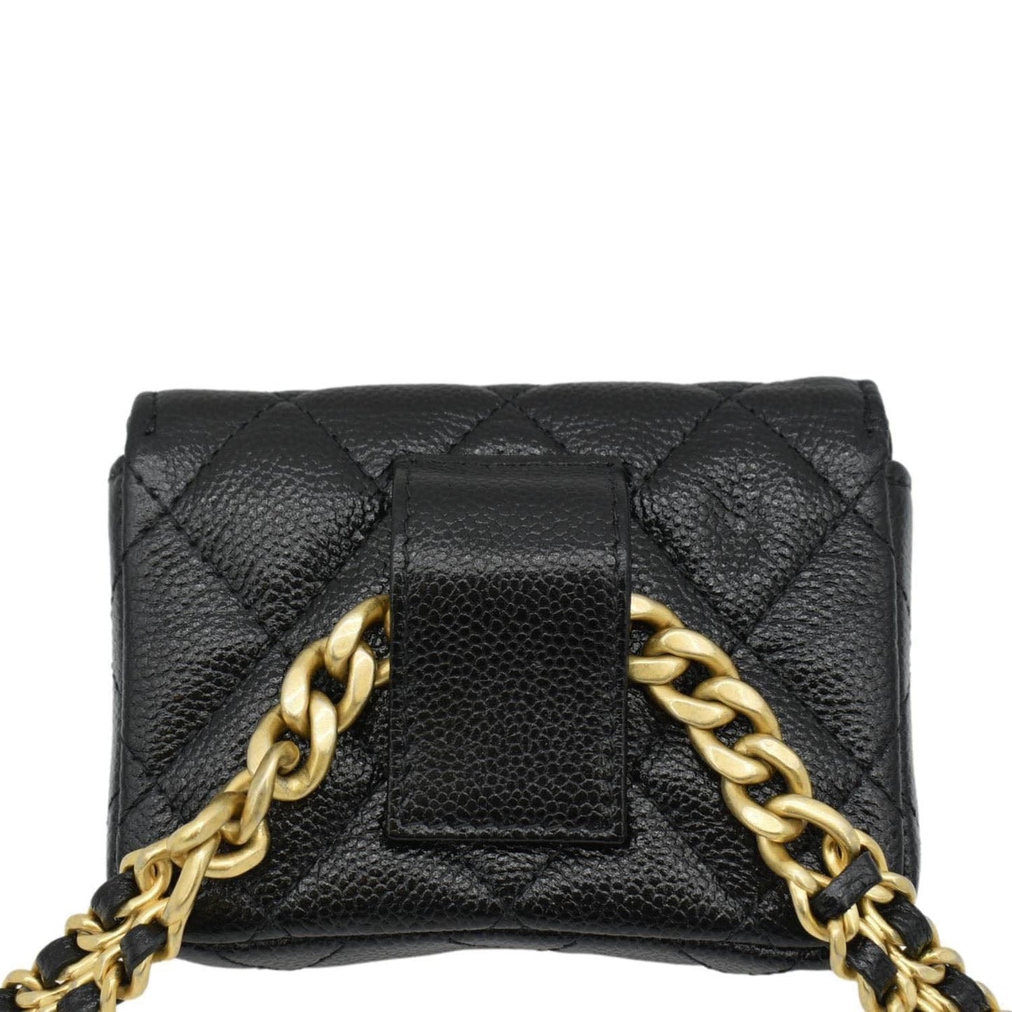 Chanel Sweetheart CC Quilted Caviar Belt Leather Black