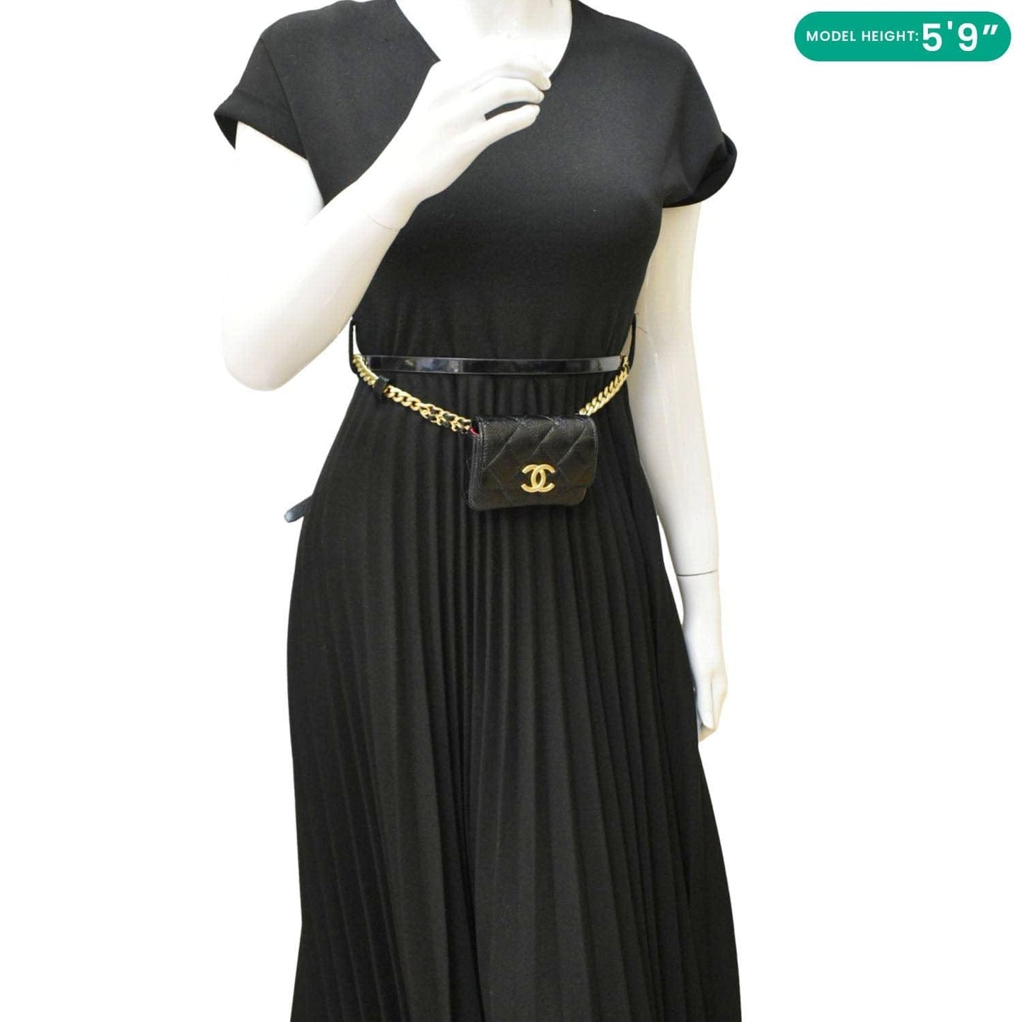 Chanel Sweetheart CC Quilted Caviar Belt Leather Black