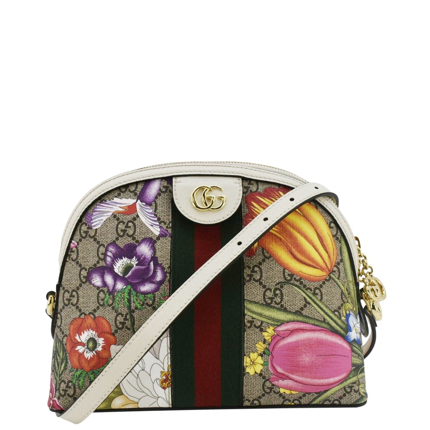 Gucci Ophidia Flora Dome Supreme Shoulder Bag Monogram White
