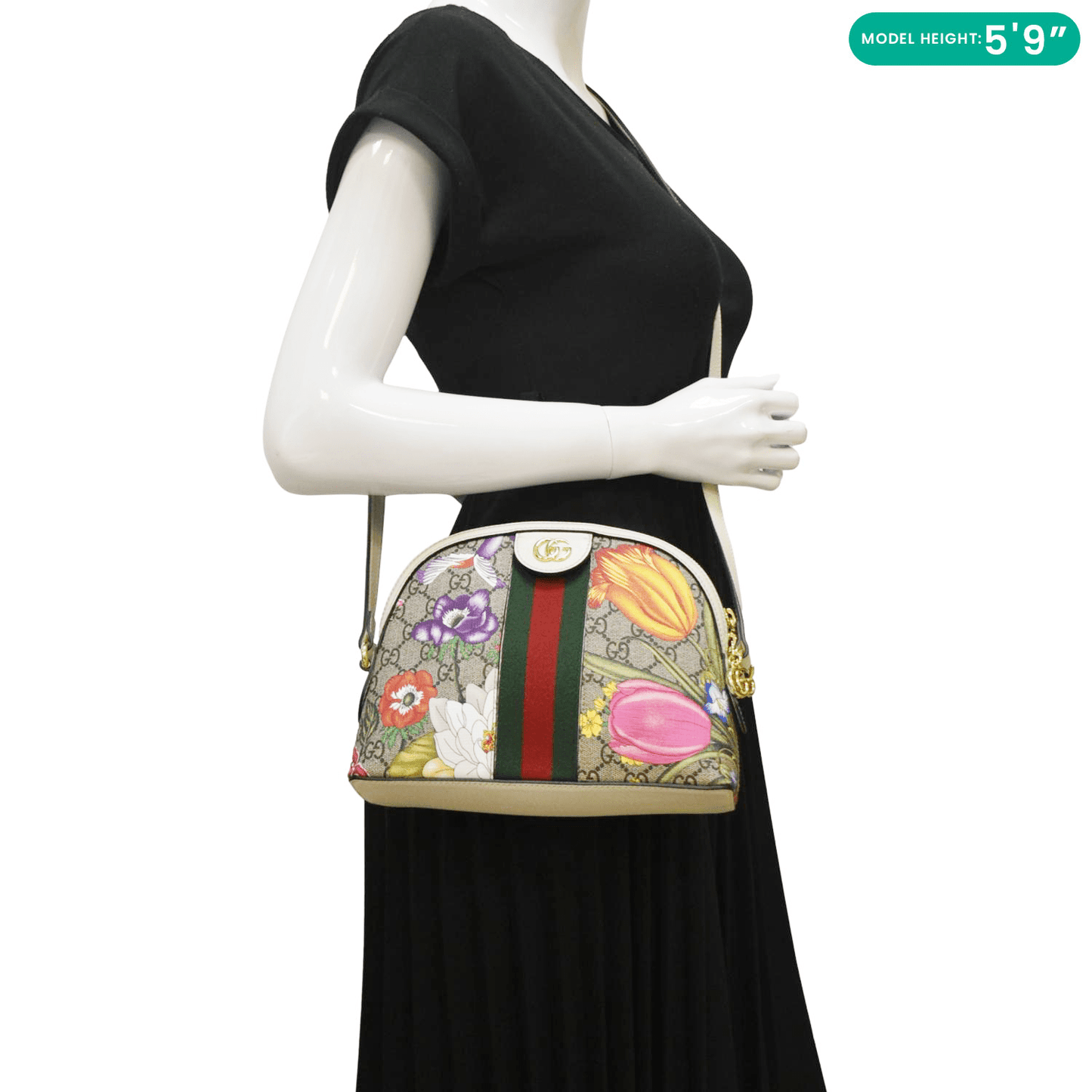 Gucci Ophidia Flora Dome Supreme Shoulder Bag Monogram White