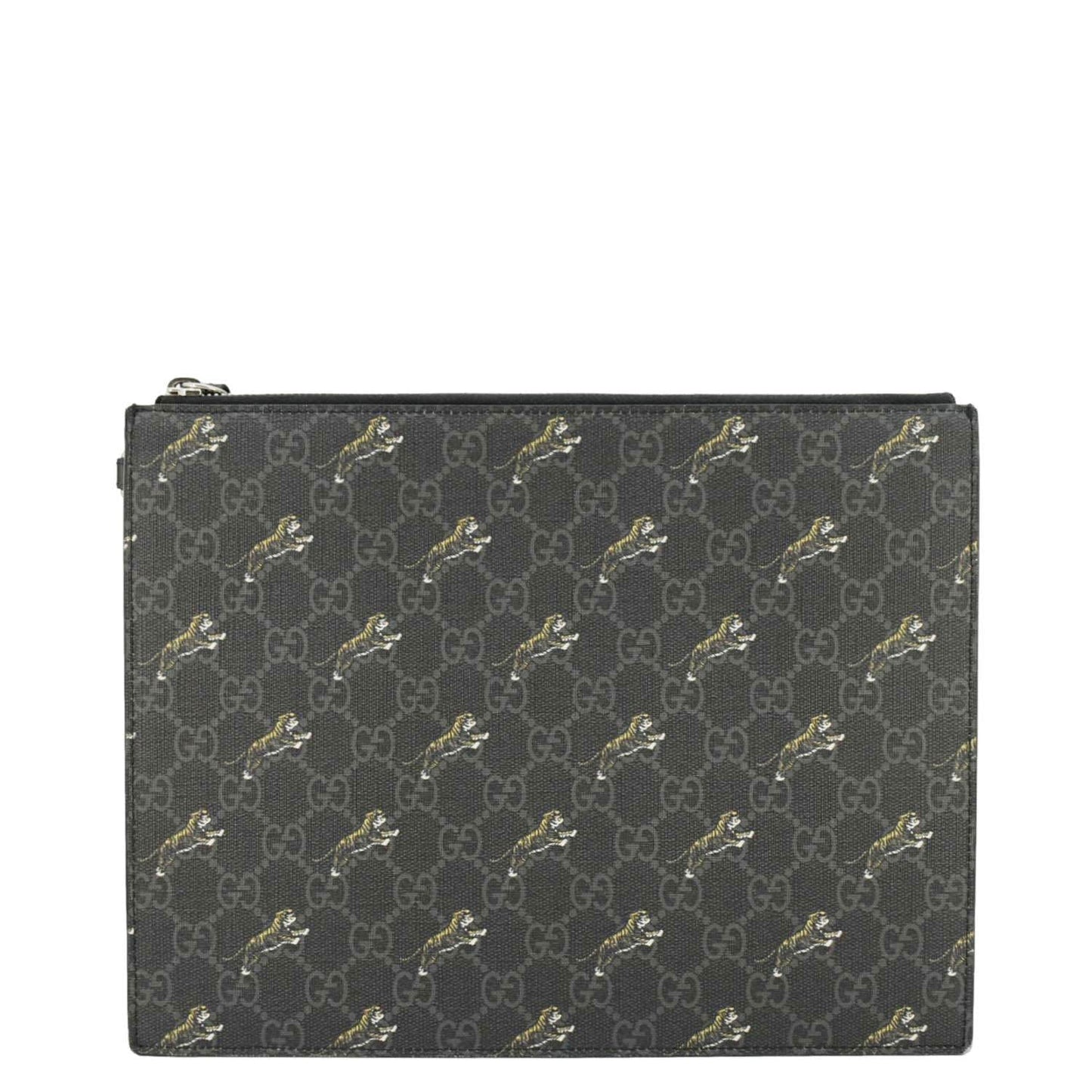 Gucci Tiger Print Supreme Clutch Bag Canvas Black