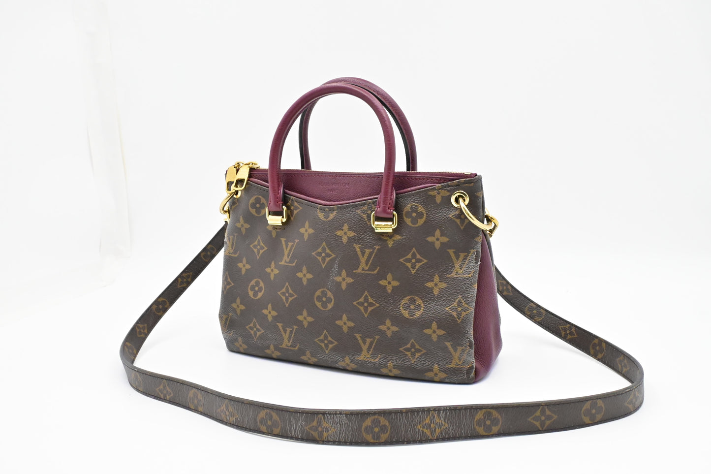 Louis Vuitton Pallas BB & Raisin Monogram Canvas Leather Handbag