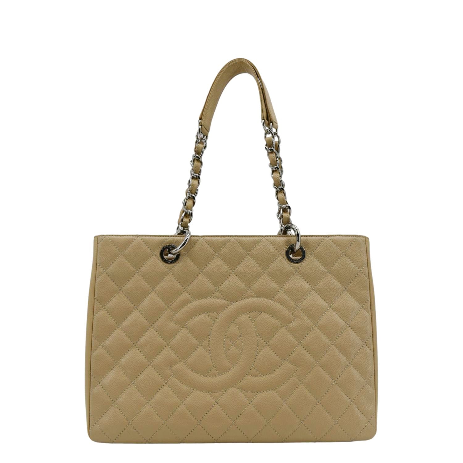 Chanel Grand Shopping Quilted Caviar GST Leather Beige Travel Bag