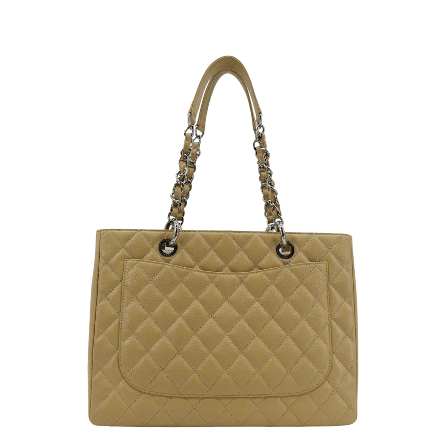 Chanel Grand Shopping Quilted Caviar GST Leather Beige Travel Bag