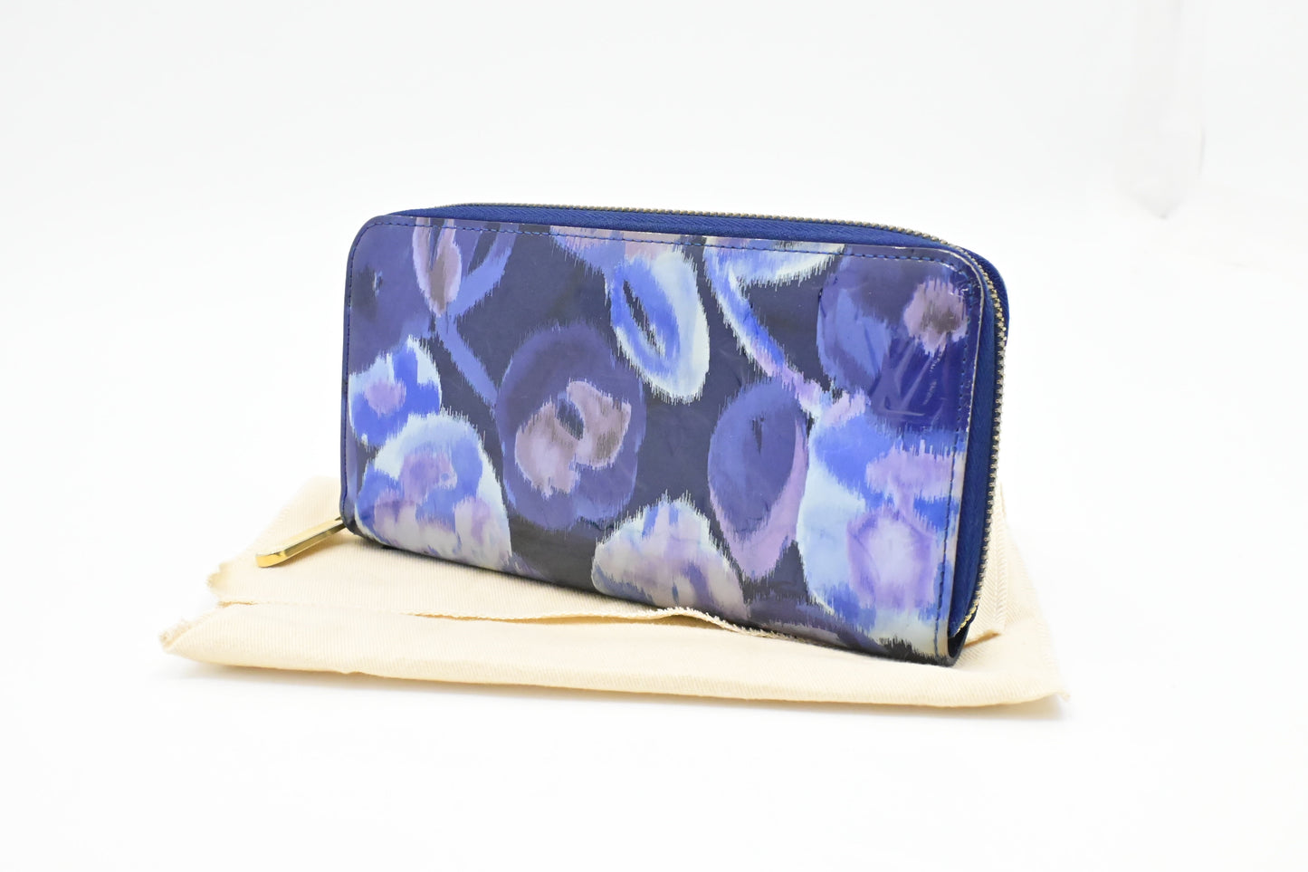 Louis Vuitton Long Zippy Ikat Grand Vernis Leather Blue Wallet Case