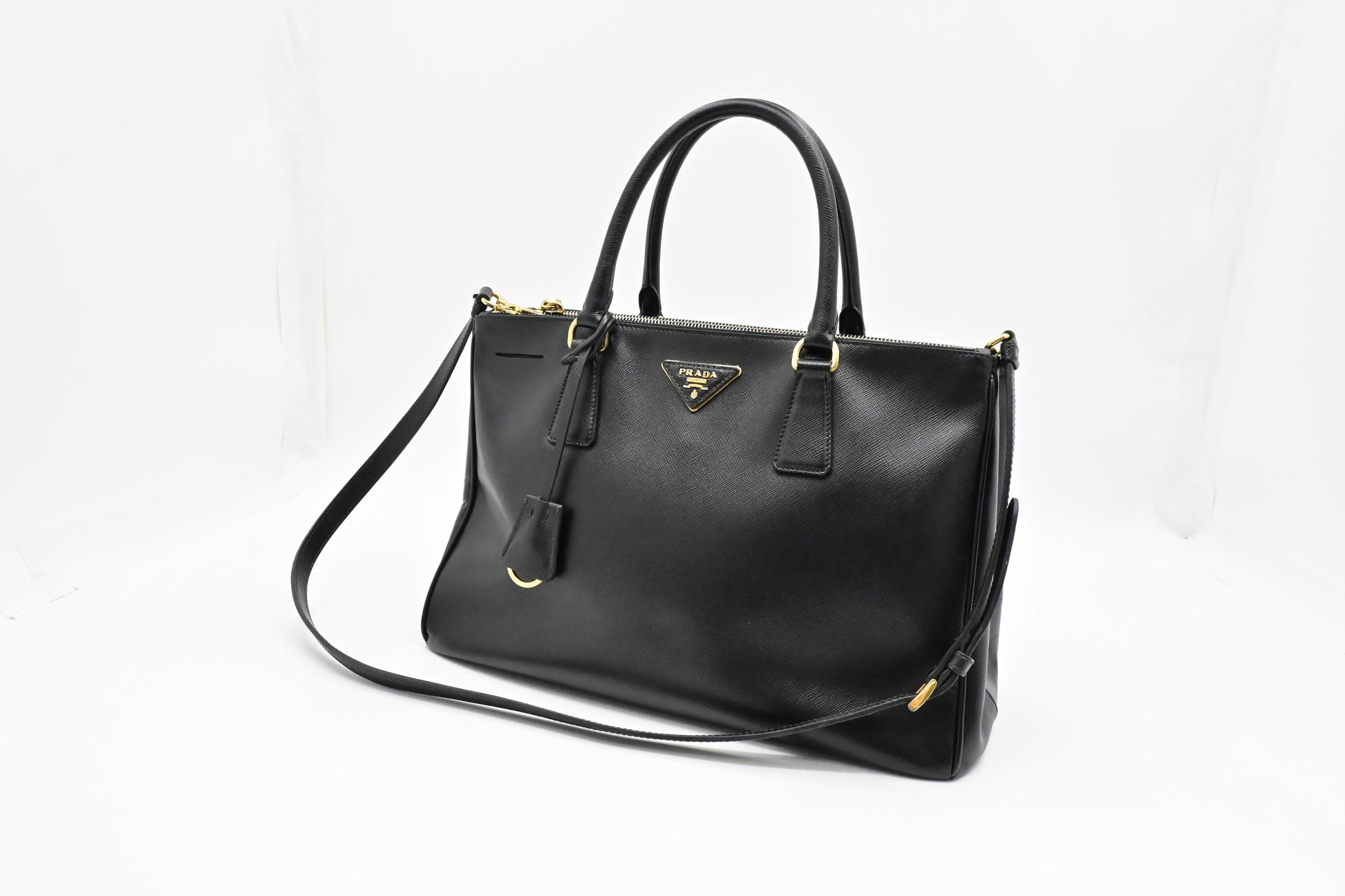 Prada Galleria In Saffiano Handbag Leather Black Travel Bag 3