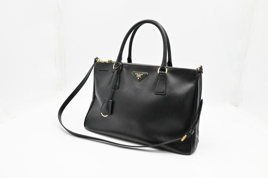 Prada Galleria In Saffiano Handbag Leather Black Travel Bag 3