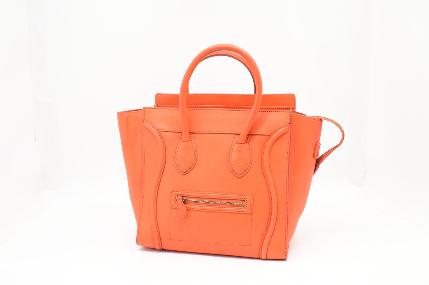 Celine Luggage In Orange Handbag Leather Mini Travel Bag
