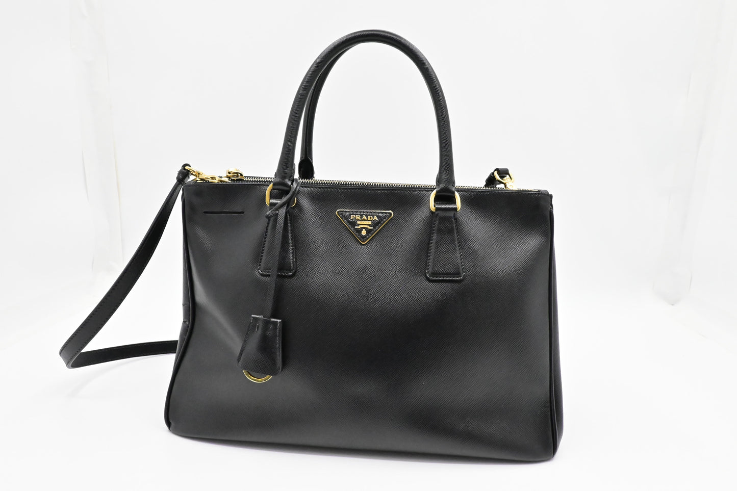 Prada Galleria In Saffiano Handbag Leather Black Travel Bag 3