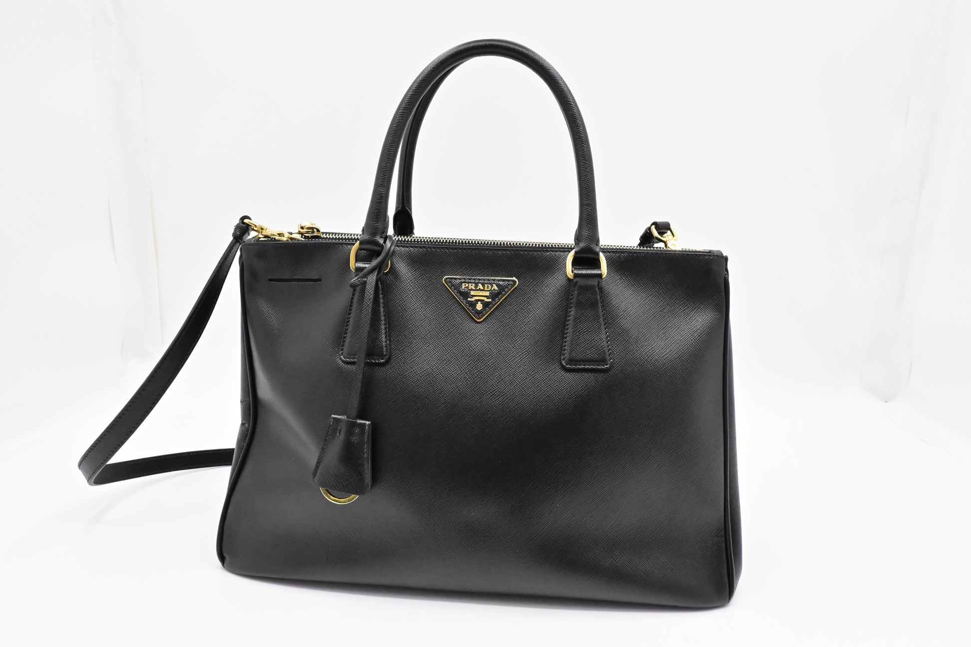 Prada Galleria In Saffiano Handbag Leather Black Travel Bag 3