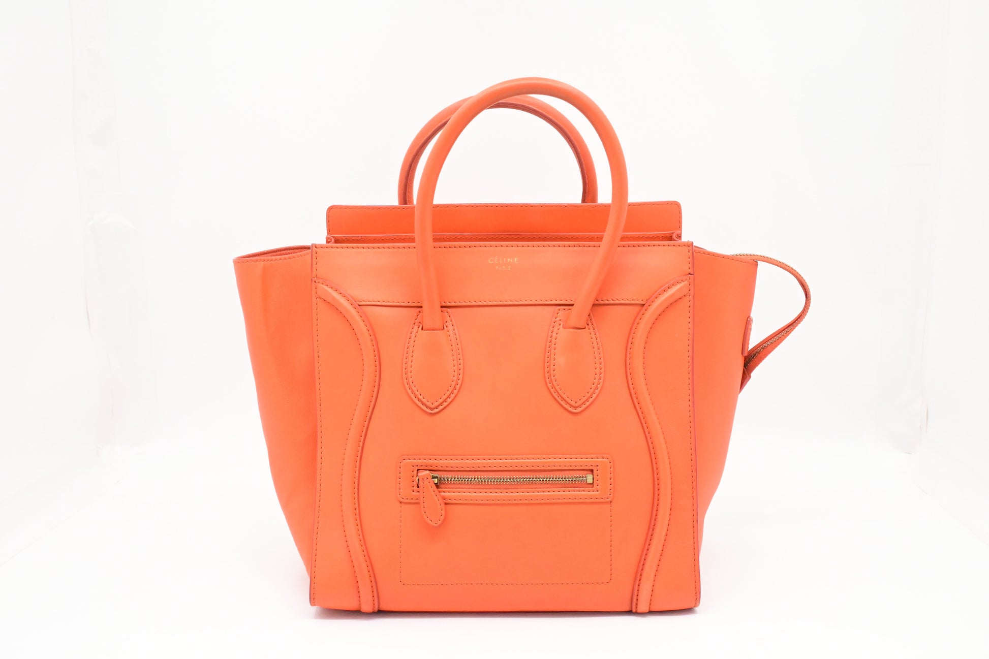Celine Luggage In Orange Handbag Leather Mini Travel Bag