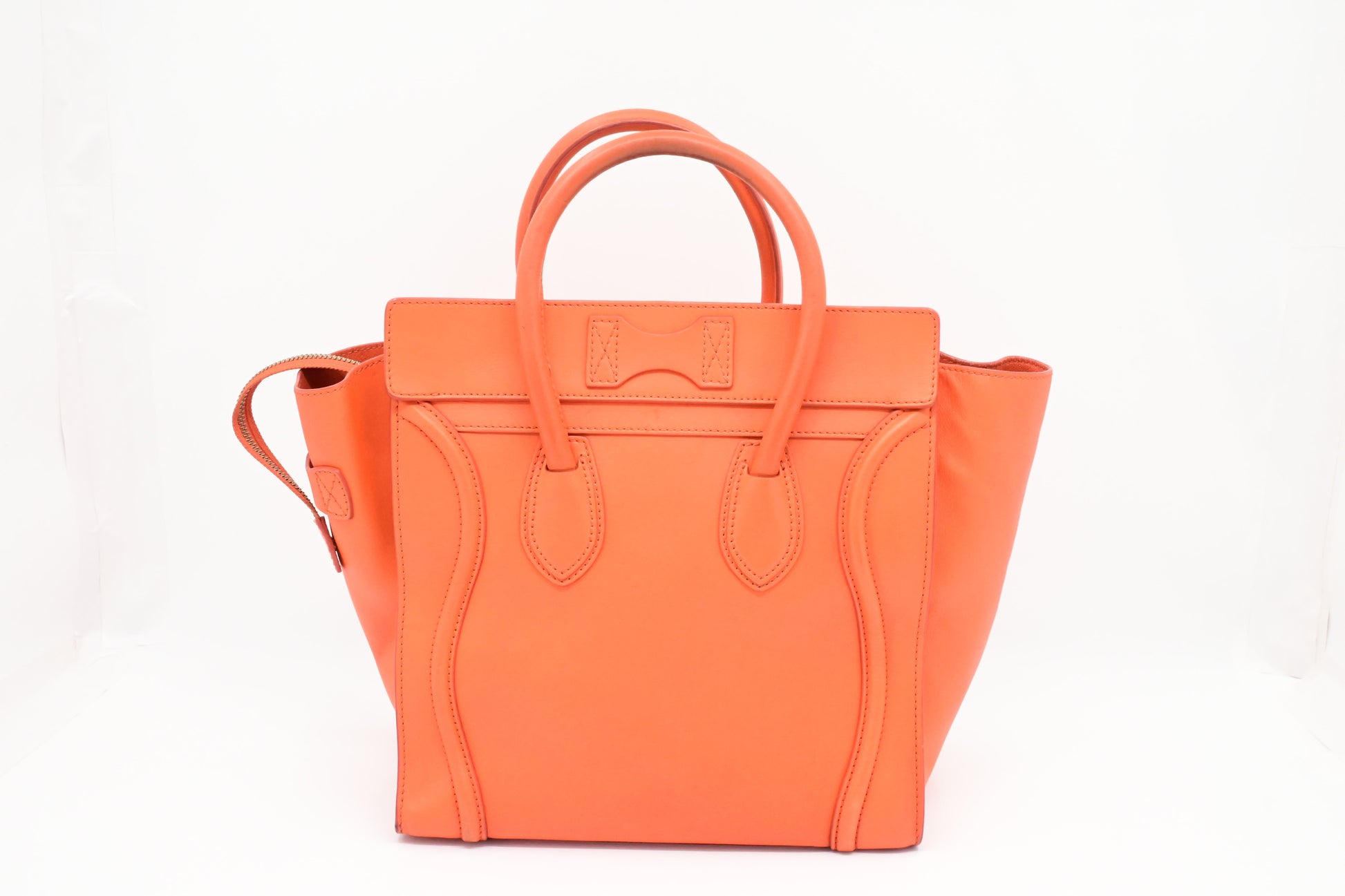 Celine Luggage In Orange Handbag Leather Mini Travel Bag