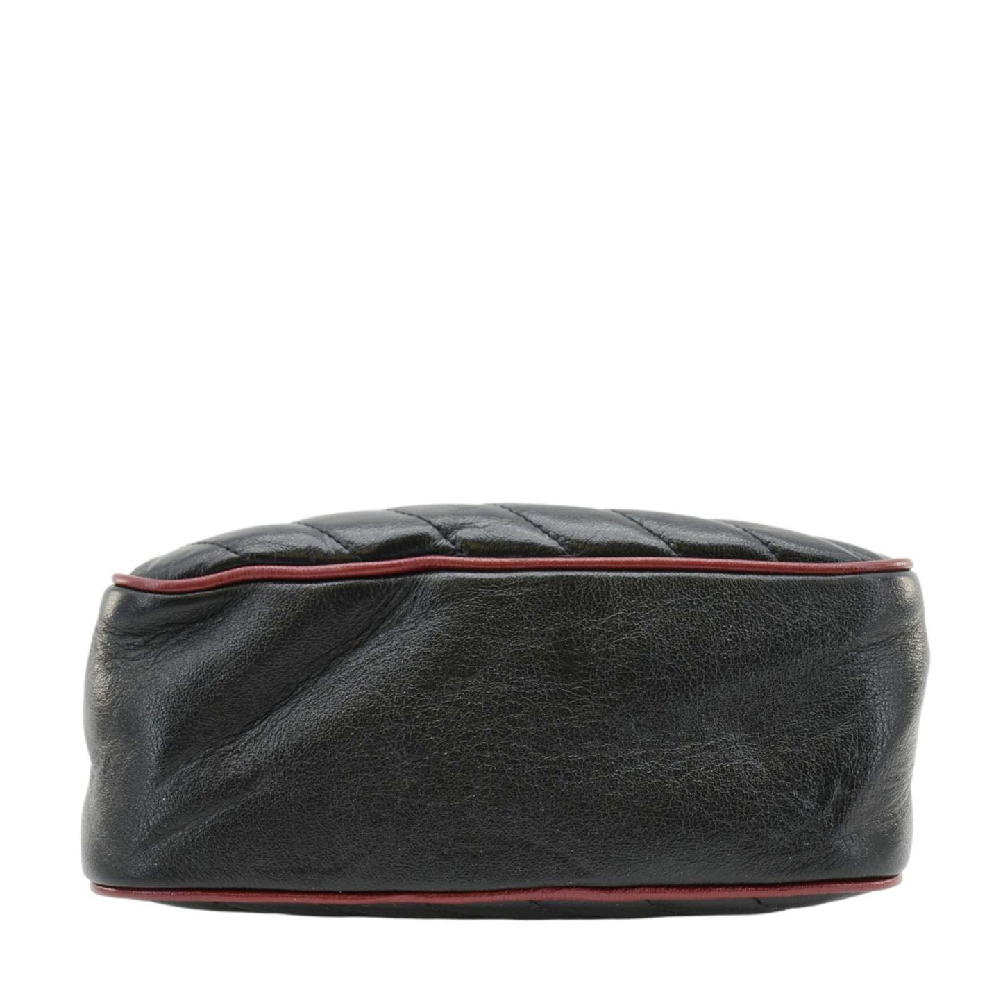 GUCCI GG Marmont Diagonal Leather Bamboo Top Handle Crossbody Bag Black 602270