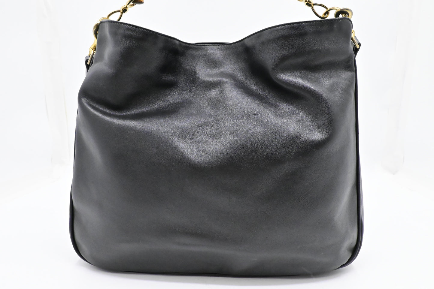 Gucci 2-Way Bamboo Leather Black Tote Bag