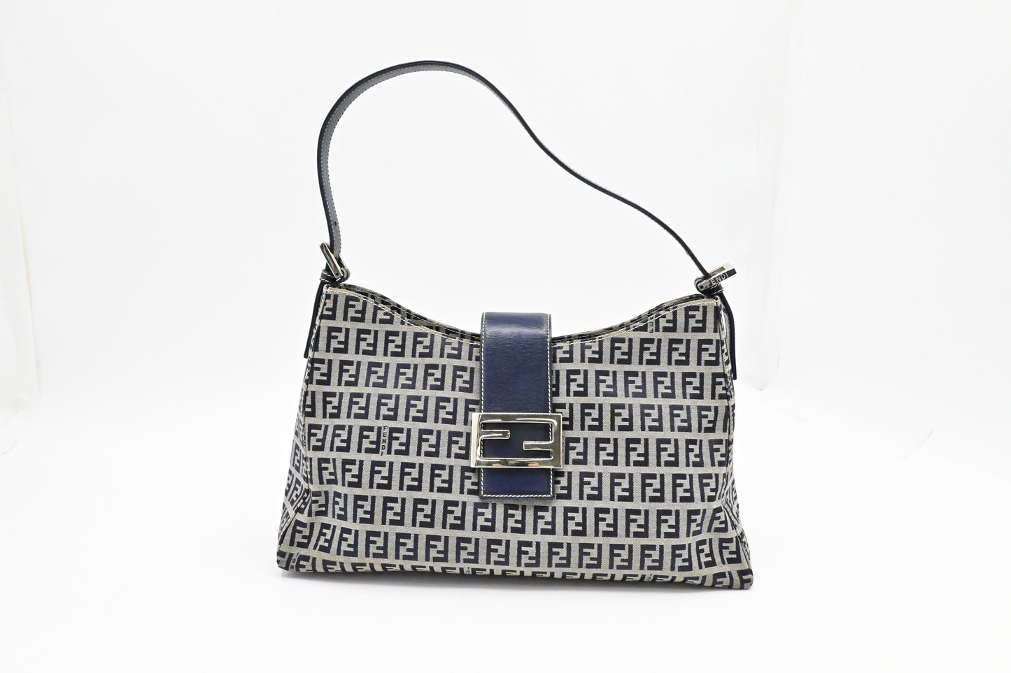 Fendi Shoulder Bag In Zucchino Canvas Blue Navy