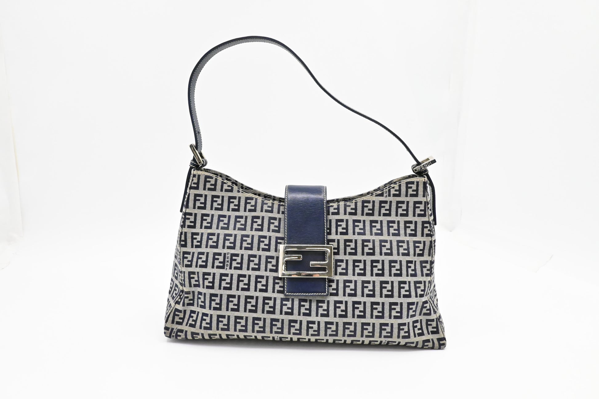 Fendi Shoulder Bag In Zucchino Canvas Blue Navy