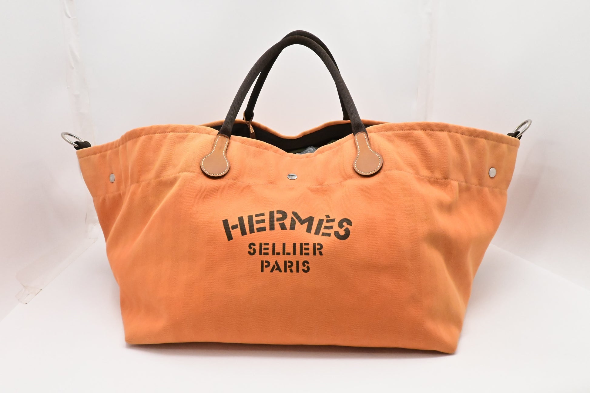Hermes Fourre Tout De Cavalier In Orange Handbag Canvas Travel Bag
