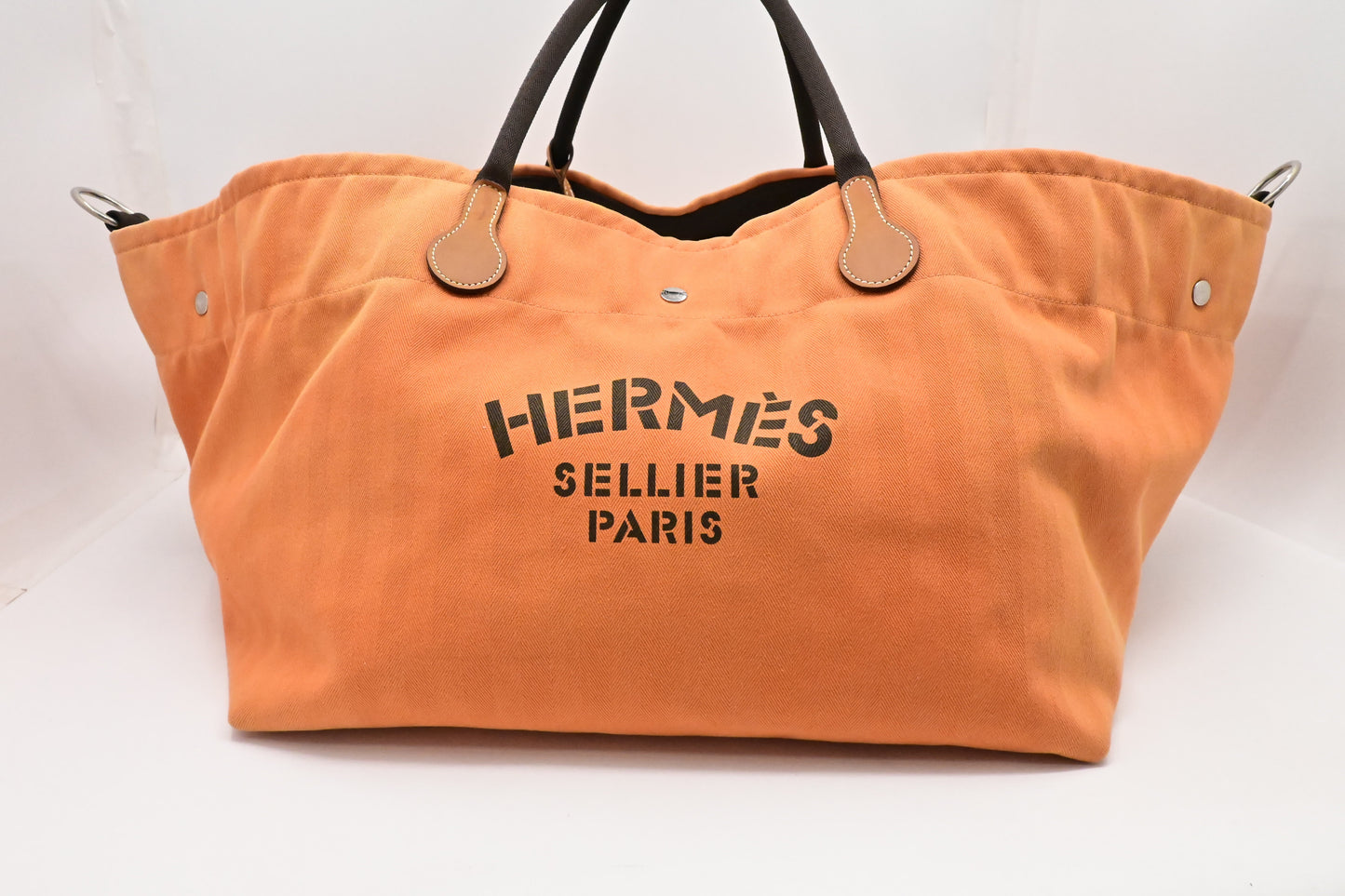 Hermes Fourre Tout De Cavalier In Orange Handbag Canvas Travel Bag